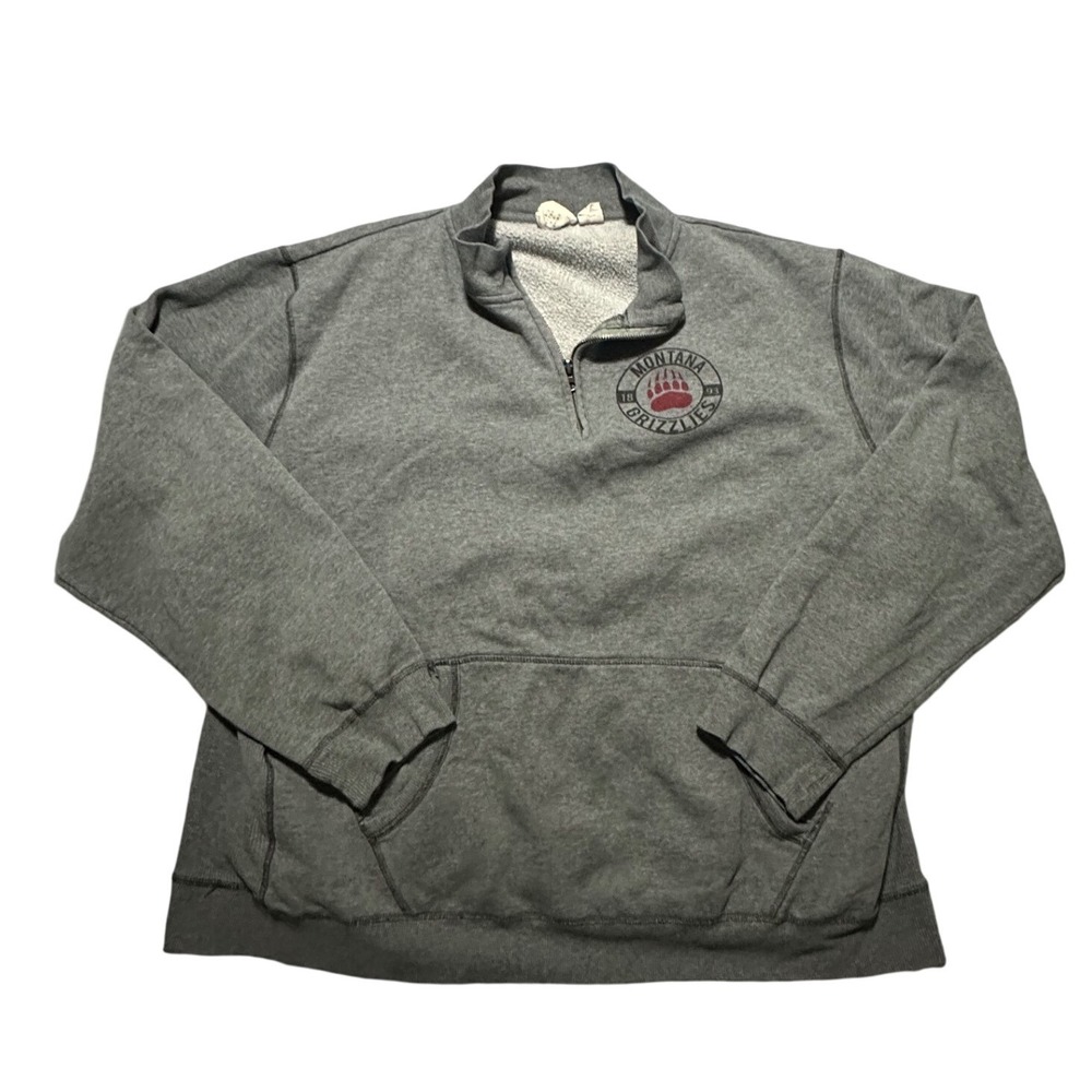 Blue 84 Montana Grizzlies Quarter Zip Sweatshirt Gray Mens XXL Bear Paw Logo‎